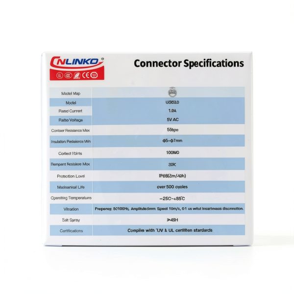 CNLINKO LP-24 USB3.0 Type A Panel Mount Receptacles Socket IP68 Waterproof M24 Signal Connector (USB Socket)-5