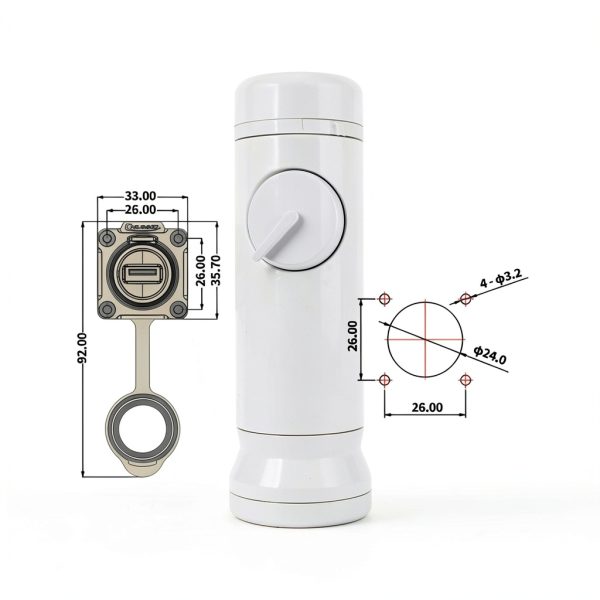 CNLINKO LP-24 USB3.0 Type A Panel Mount Receptacles Socket IP68 Waterproof M24 Signal Connector (USB Socket)-6